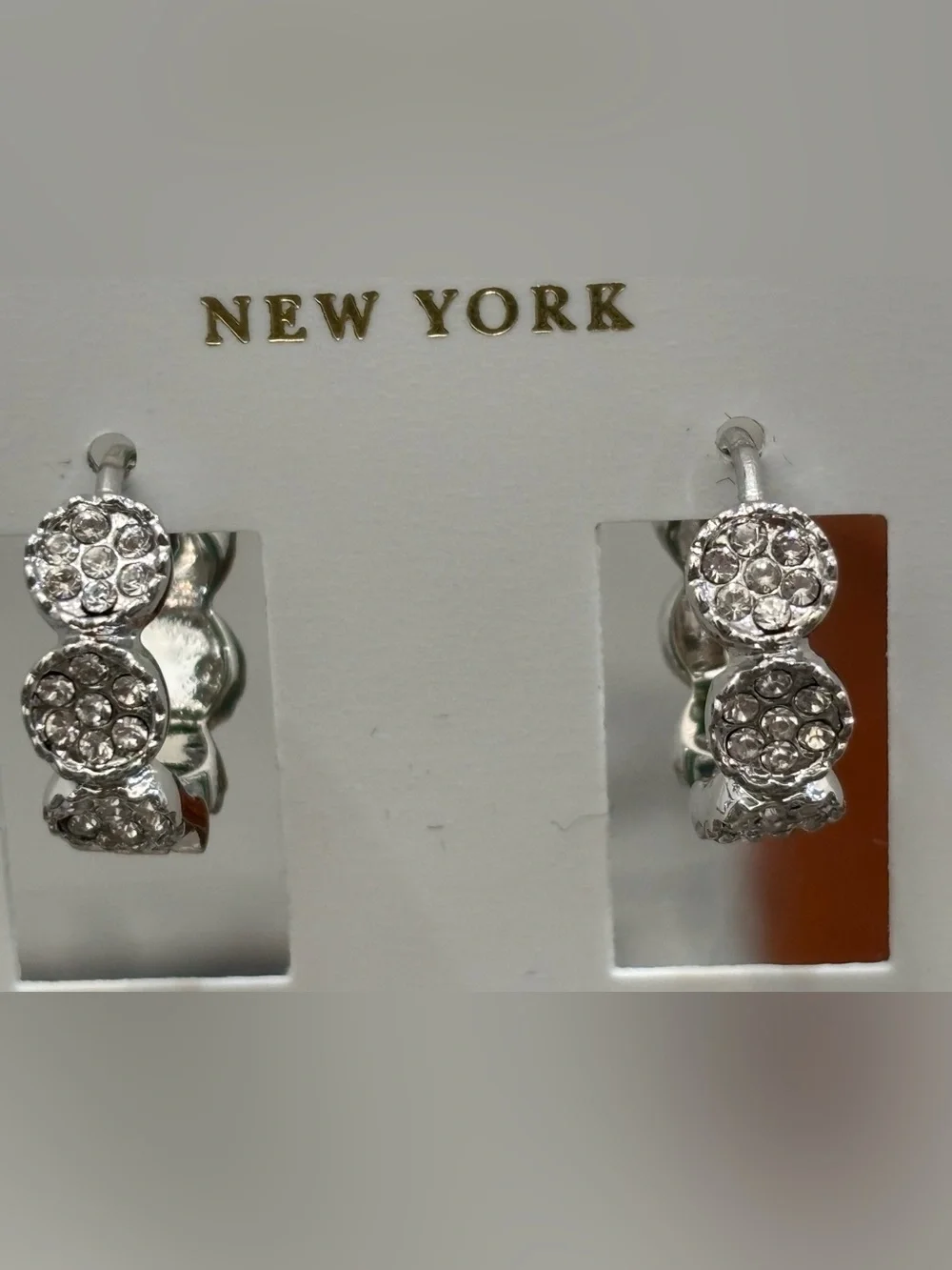 Kate Spade Dot Huggies Silver Sparkle Earrings